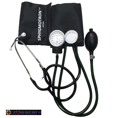 ZW 501-ANEROID SPHYGMOMANOMETER COMPLETE WITH CUFF, BULB & VALVE AND WITH STETHOSCOPE-1