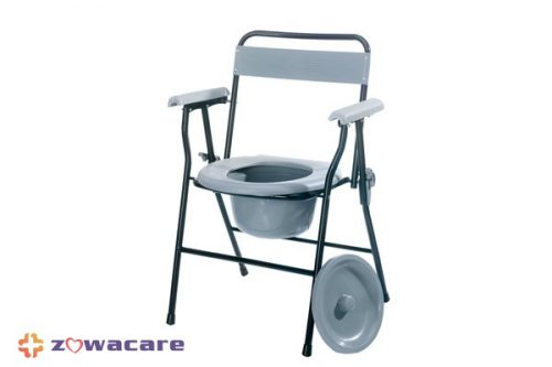 Zowa Foldable Steel Commode with Backrest and Bucket 3